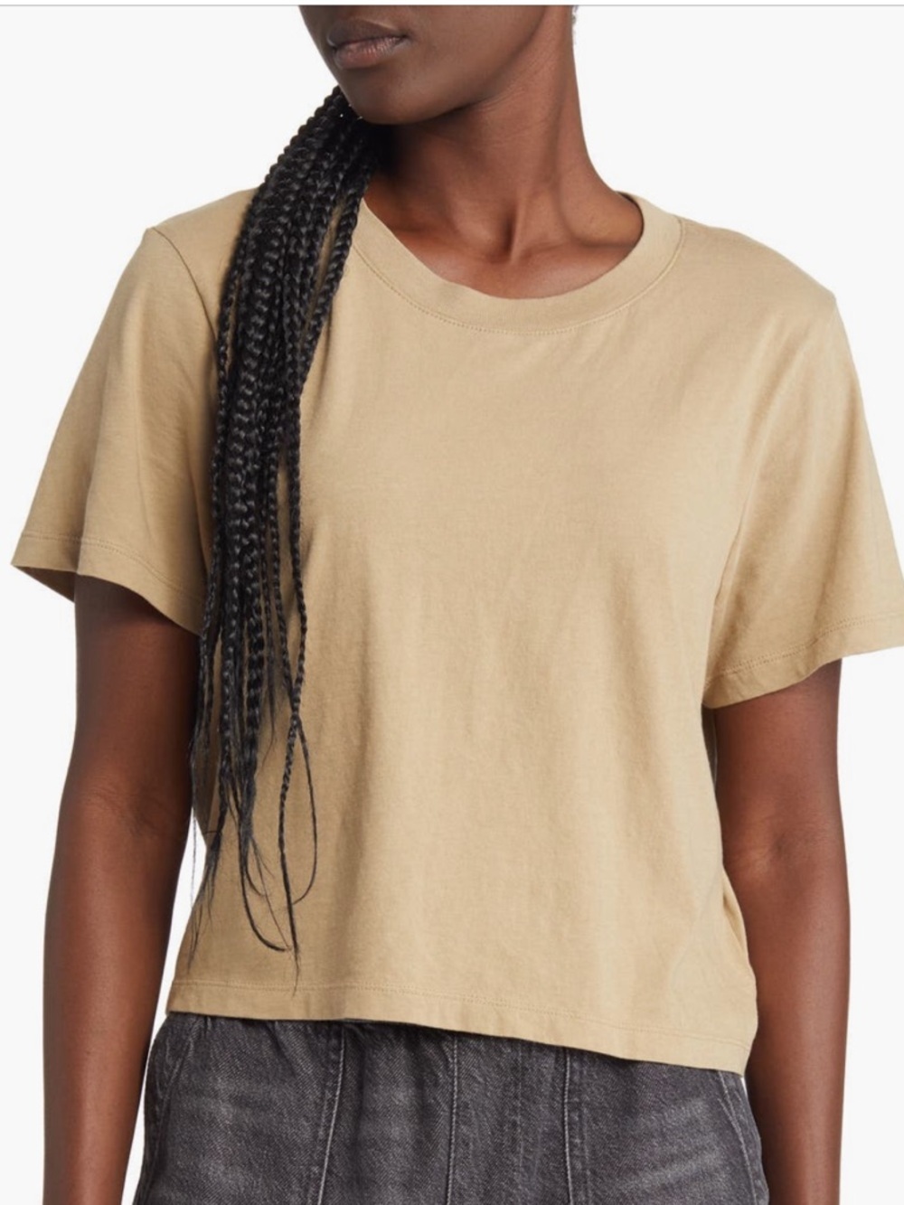 Madewell Bella Cropped Tee in the color Drill Khaki